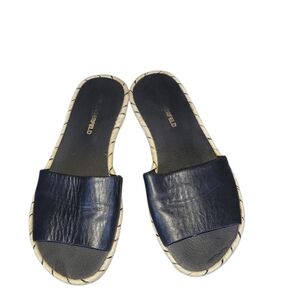 Karl Lagerfeld Black Leather Espadrille Accent Braided Women's Slides Sandals
